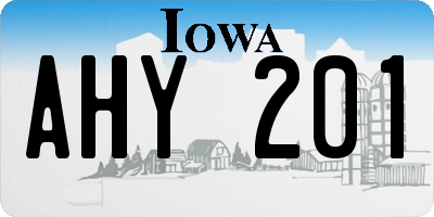 IA license plate AHY201