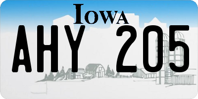 IA license plate AHY205