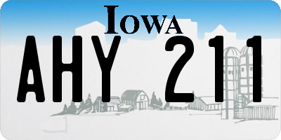 IA license plate AHY211