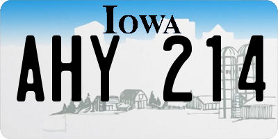 IA license plate AHY214