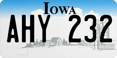 IA license plate AHY232