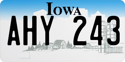 IA license plate AHY243