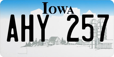 IA license plate AHY257