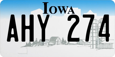 IA license plate AHY274
