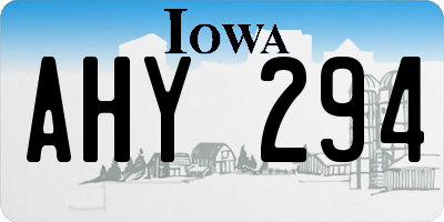 IA license plate AHY294