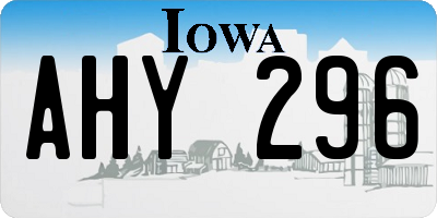 IA license plate AHY296