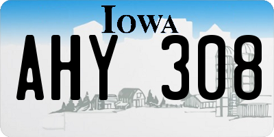 IA license plate AHY308