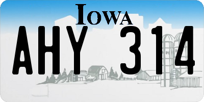 IA license plate AHY314