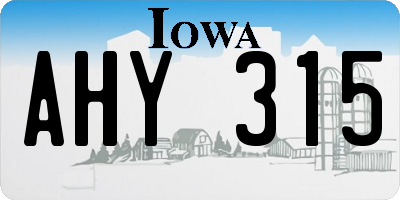 IA license plate AHY315