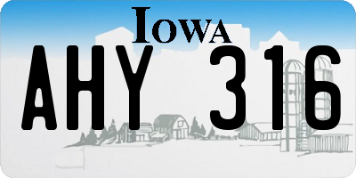 IA license plate AHY316