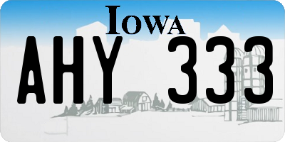 IA license plate AHY333