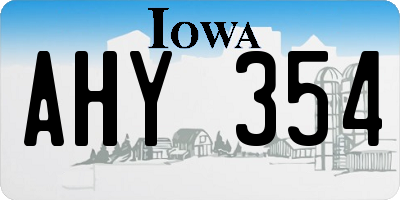 IA license plate AHY354