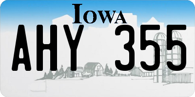 IA license plate AHY355