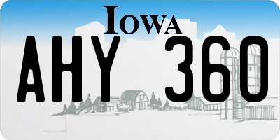 IA license plate AHY360