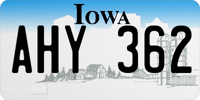 IA license plate AHY362