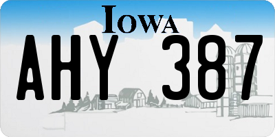 IA license plate AHY387