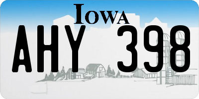 IA license plate AHY398