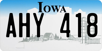 IA license plate AHY418