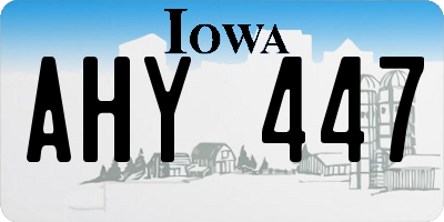 IA license plate AHY447