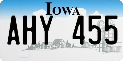IA license plate AHY455