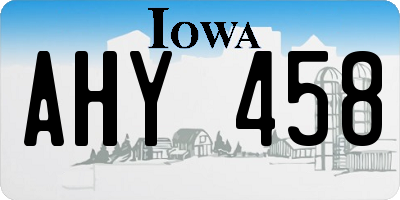 IA license plate AHY458