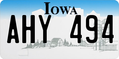 IA license plate AHY494