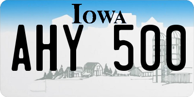 IA license plate AHY500