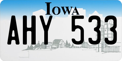 IA license plate AHY533