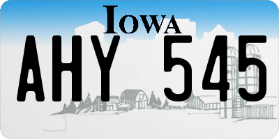 IA license plate AHY545