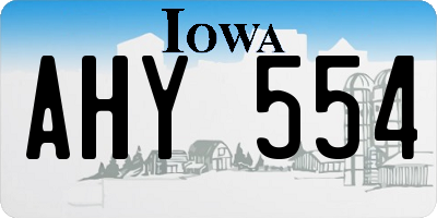 IA license plate AHY554