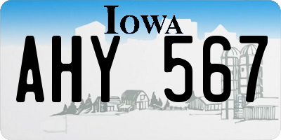 IA license plate AHY567