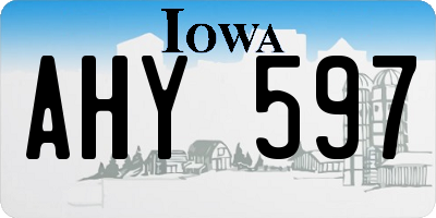 IA license plate AHY597
