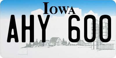 IA license plate AHY600