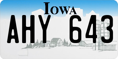 IA license plate AHY643