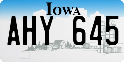 IA license plate AHY645