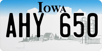 IA license plate AHY650