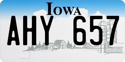 IA license plate AHY657