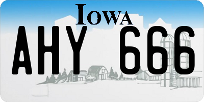 IA license plate AHY666