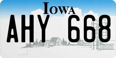 IA license plate AHY668