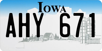 IA license plate AHY671
