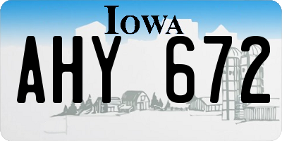 IA license plate AHY672