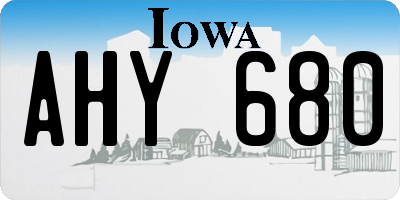 IA license plate AHY680