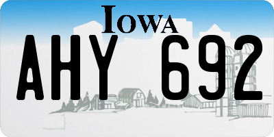 IA license plate AHY692