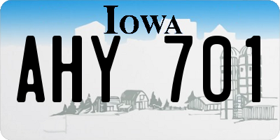 IA license plate AHY701