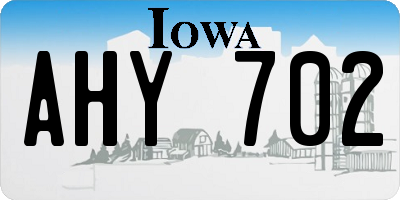 IA license plate AHY702
