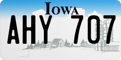 IA license plate AHY707
