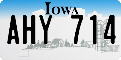 IA license plate AHY714
