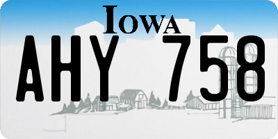 IA license plate AHY758