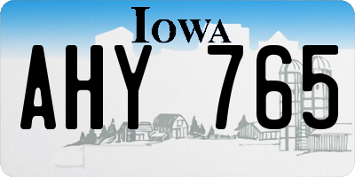 IA license plate AHY765