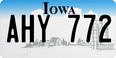 IA license plate AHY772